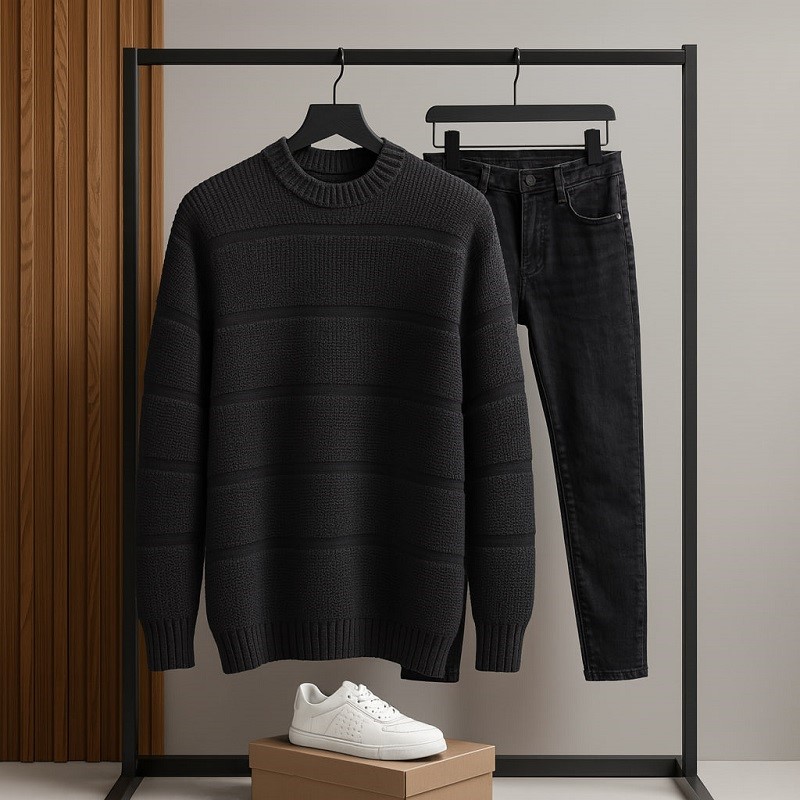 پلیور بافت مردانه یقه گرد مدل Arman (در 2 رنگ بندی)