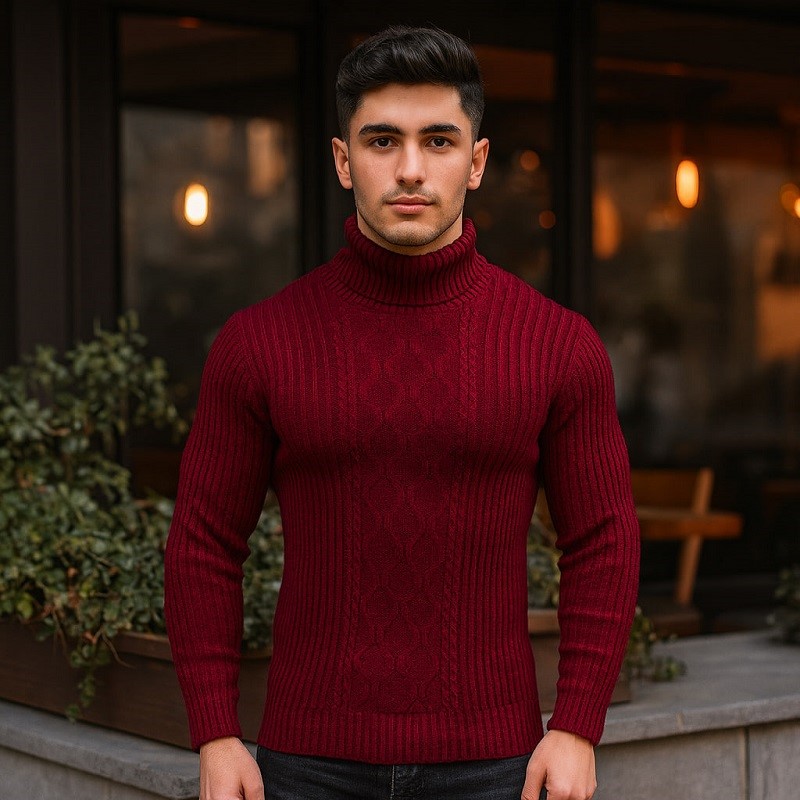 پلیوربافت مردانه یقه اسکی مدل هاکان (در 5 رنگ بندی)