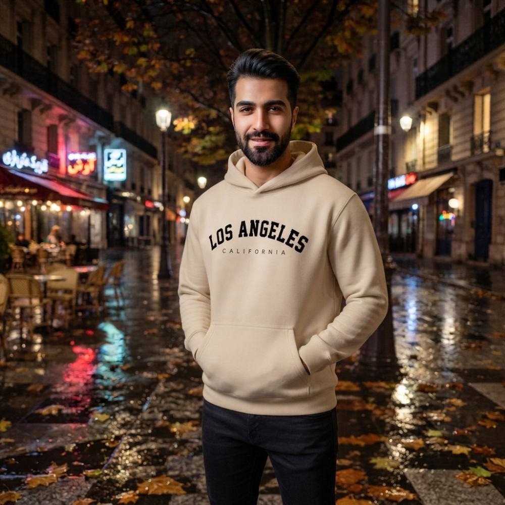 هودی کلاهدار و جیب دار مردانه زنانه مدل Los Angeles